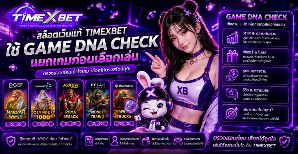 สล็อตเว็บแท้ timexbet ใช้ Game DNA Check แยกเกมก่อนเลือกเล่น