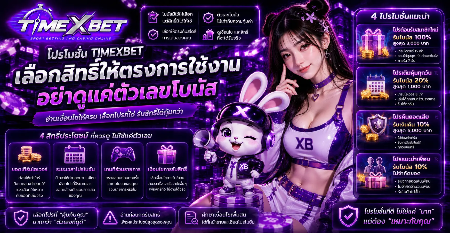 โปรโมชั่น timexbet เลือกสิทธิ์ให้ตรงการใช้งาน อย่าดูแค่ตัวเลขโบนัส